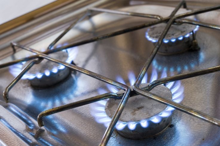 Three burners from a gas stove in a caravan